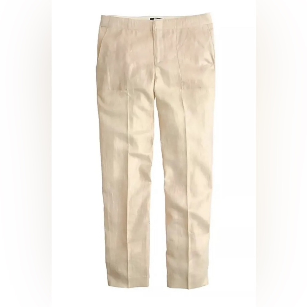 Jcrew cream metallic linen pants